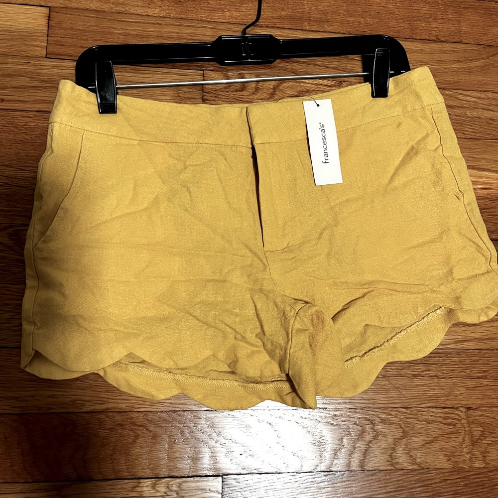 NWT Francescas’s Collection yellow shorts with scalloped bottoms